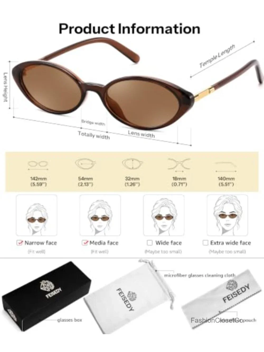 Retro Oval Cat Eye Sunglasses UV400 Protection Narrow Shades